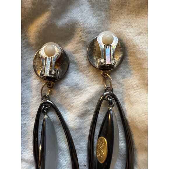 Alexis Bittar Lucite framed drop Earrings clip ons - Picture 5 of 5